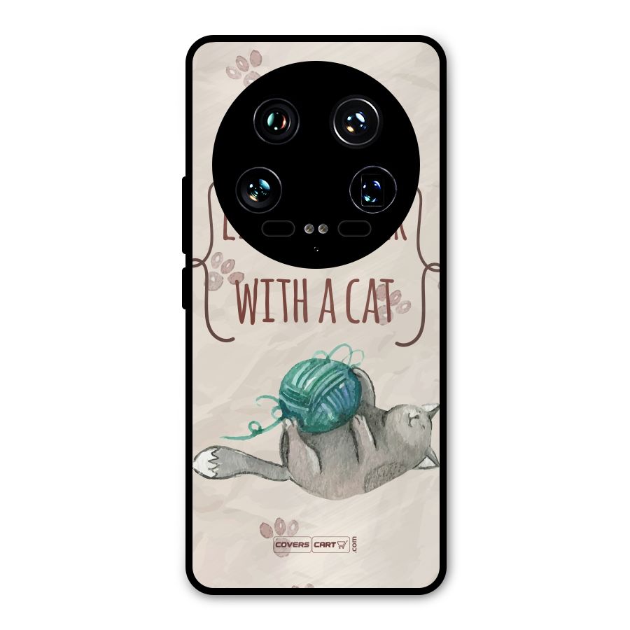 Cute Cat Metal Back Case for Xiaomi 14 Ultra