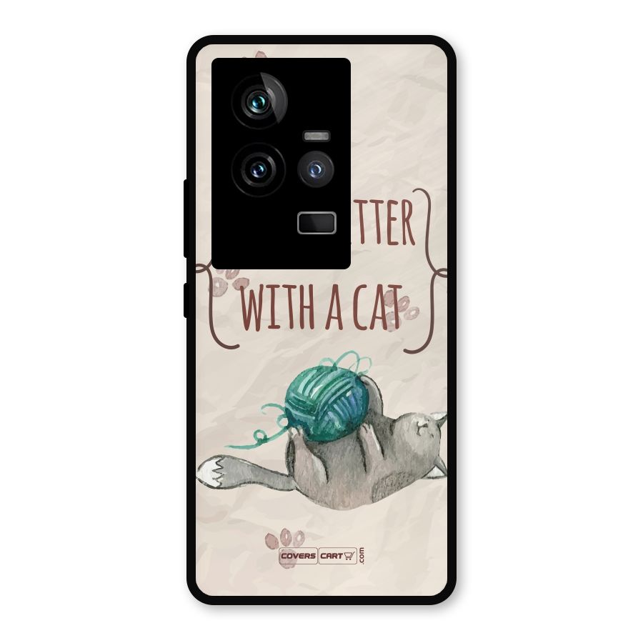 Cute Cat Metal Back Case for iQOO 11 5G