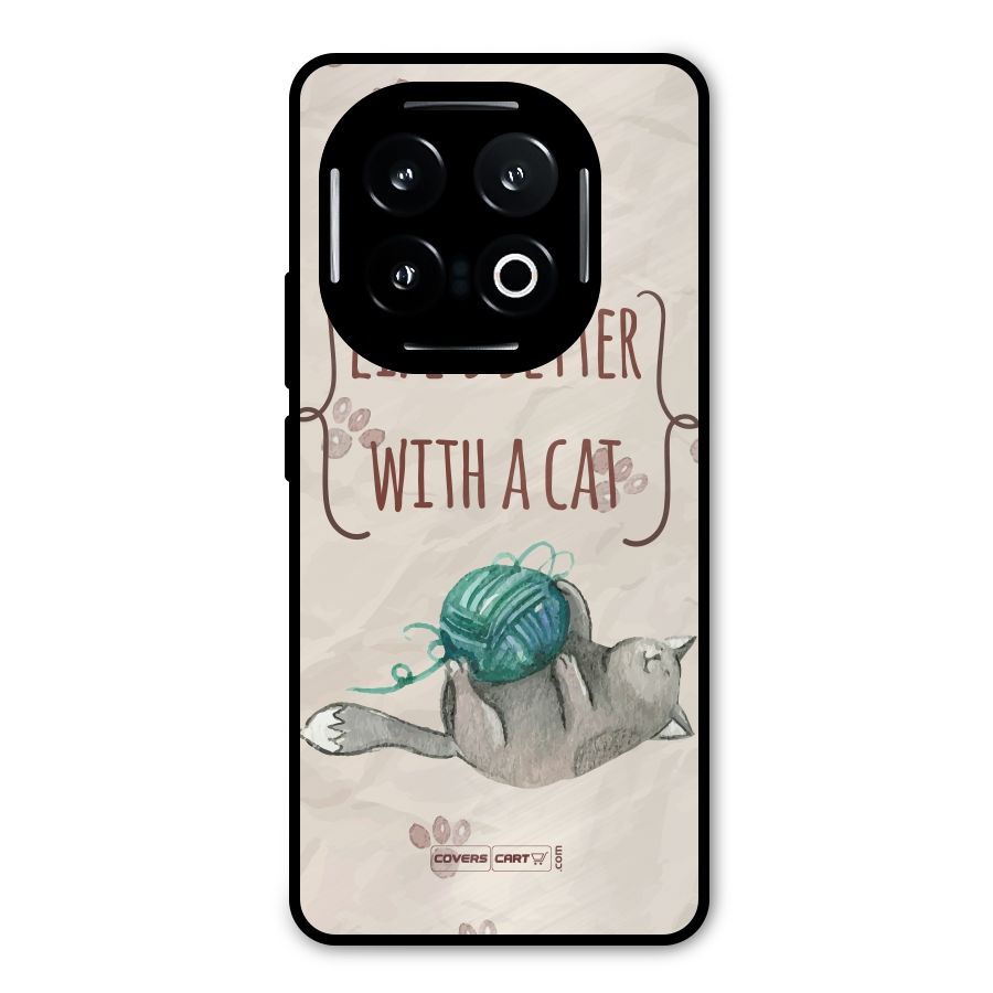 Cute Cat Metal Back Case for iQOO 13
