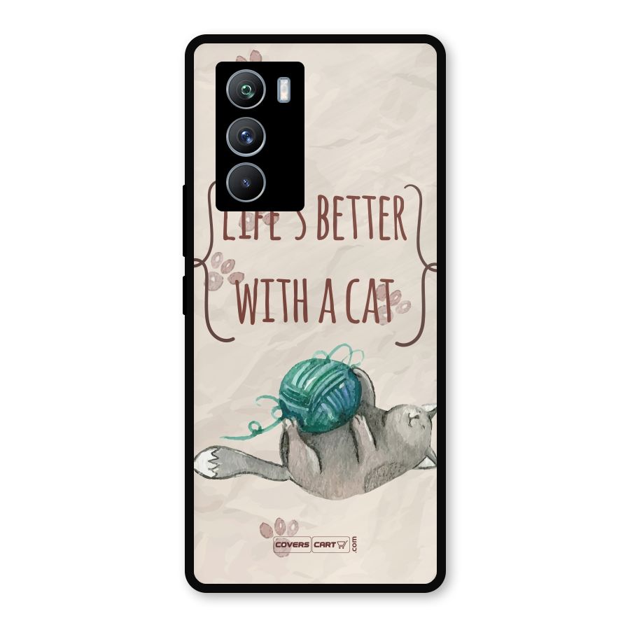 Cute Cat Metal Back Case for iQOO 9 SE