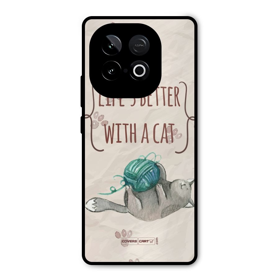 Cute Cat Metal Back Case for iQOO Neo 10
