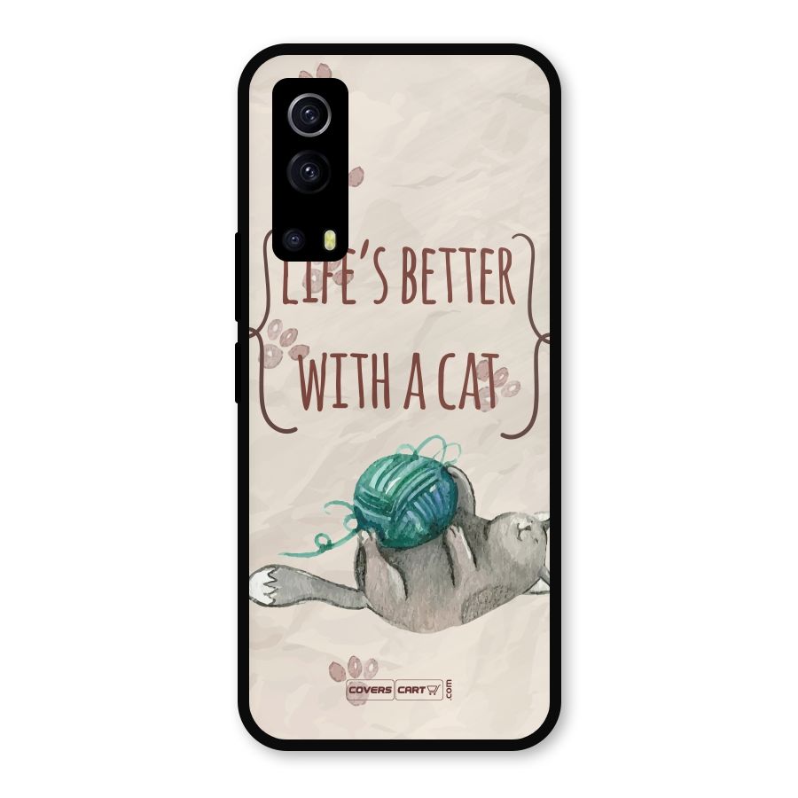 Cute Cat Metal Back Case for iQOO Z3