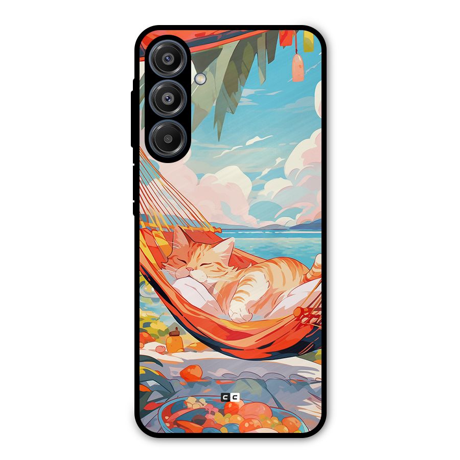 Cute Cat On Beach Metal Back Case for Galaxy A16 5G