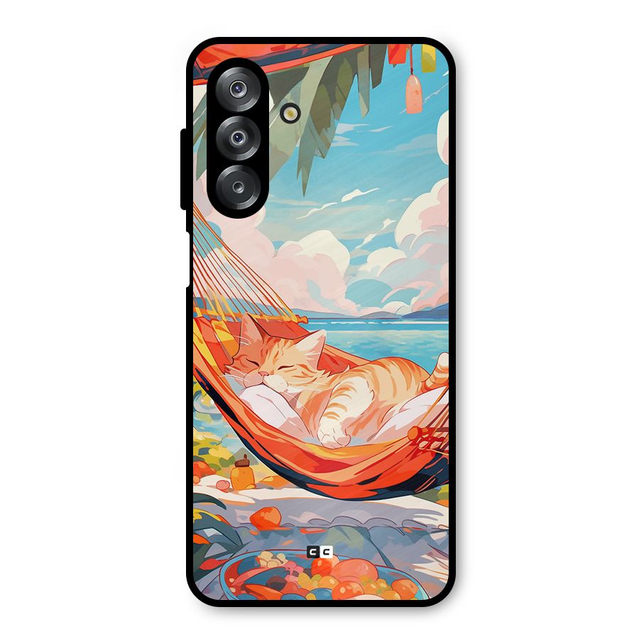 Cute Cat On Beach Metal Back Case for Galaxy A26