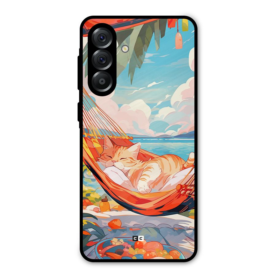 Cute Cat On Beach Metal Back Case for Galaxy A56