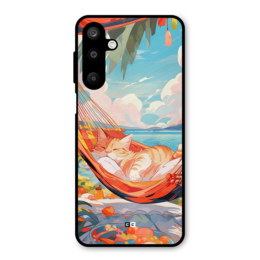 Cute Cat On Beach Metal Back Case for Galaxy M16