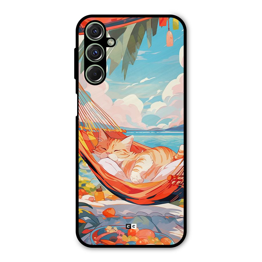 Cute Cat On Beach Metal Back Case for Galaxy M34