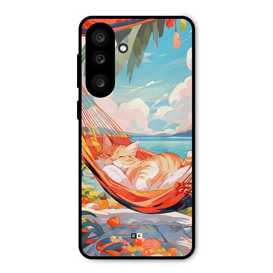 Cute Cat On Beach Metal Back Case for Galaxy M56