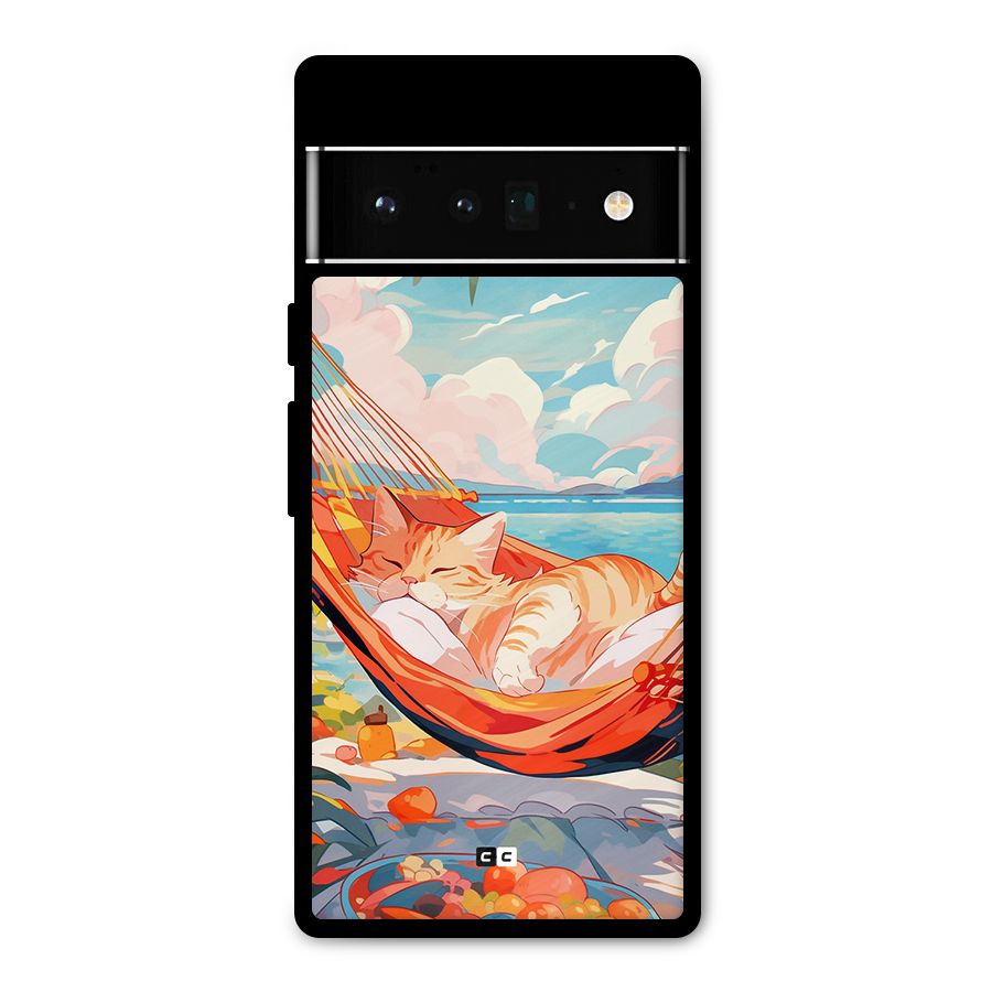 Cute Cat On Beach Metal Back Case for Google Pixel 6 Pro