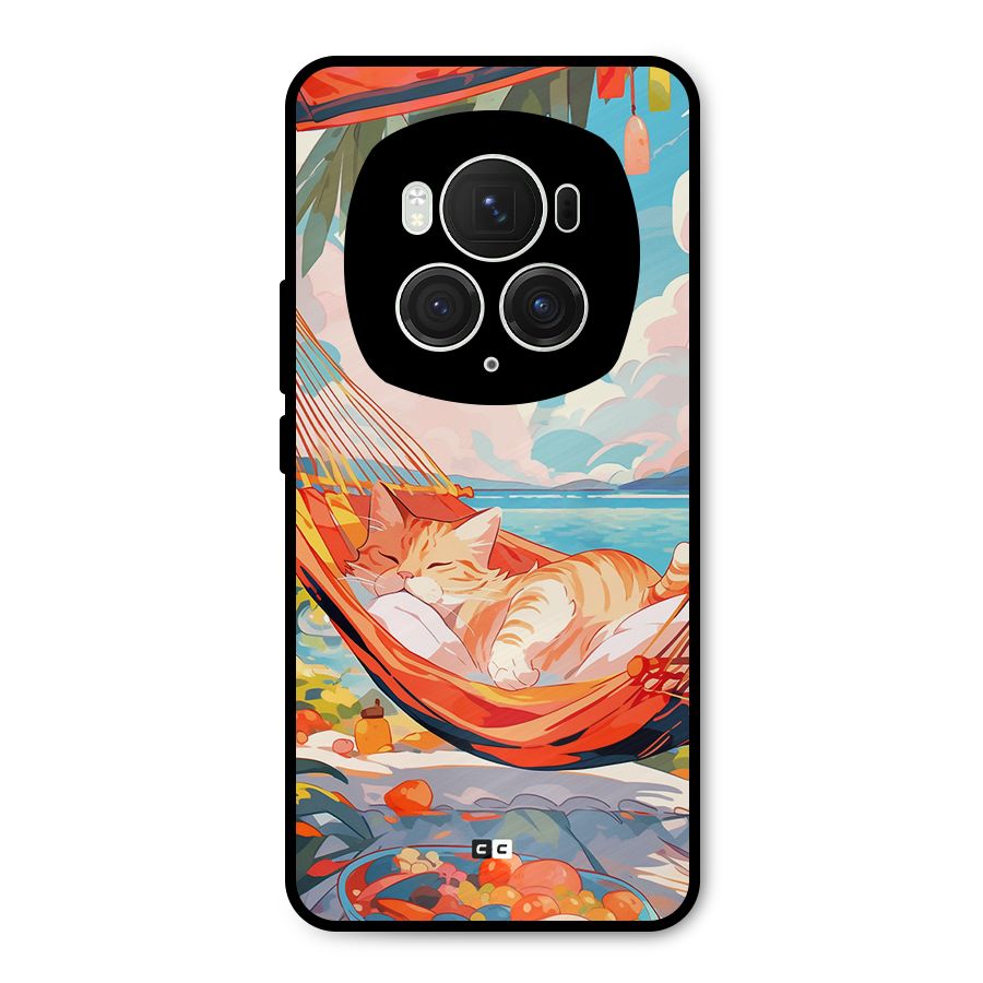 Cute Cat On Beach Metal Back Case for Honor Magic6 Pro