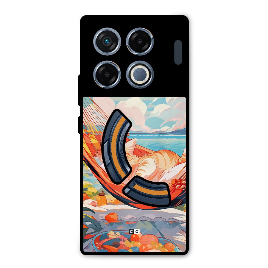 Cute Cat On Beach Metal Back Case for Infinix GT 20 Pro