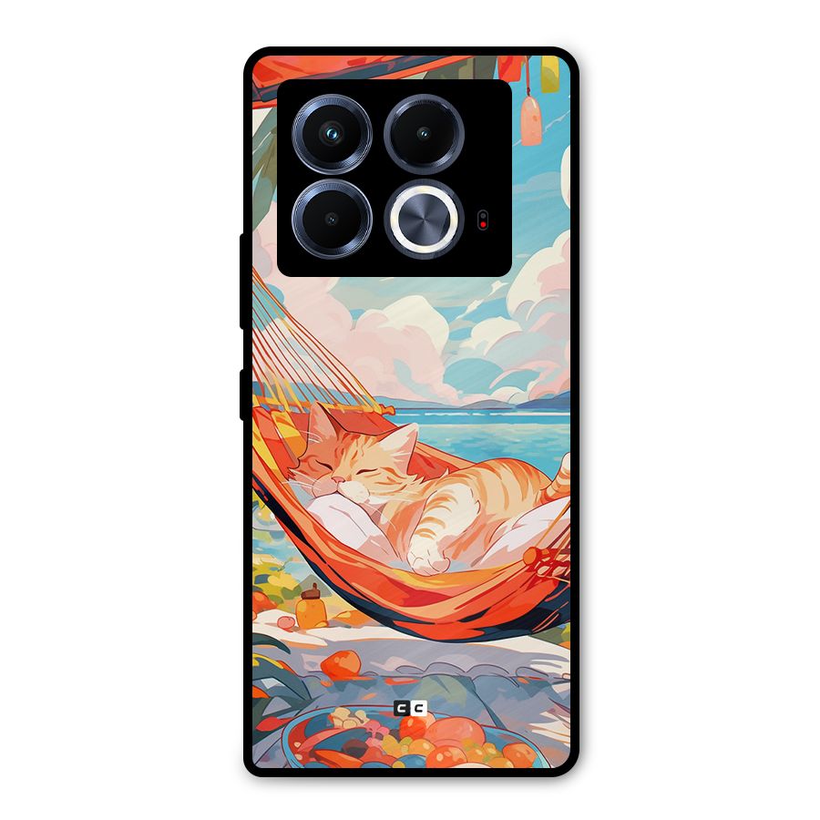 Cute Cat On Beach Metal Back Case for Infinix Note 40 5G