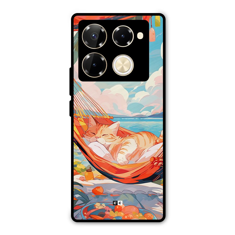 Cute Cat On Beach Metal Back Case for Infinix Note 40 Pro