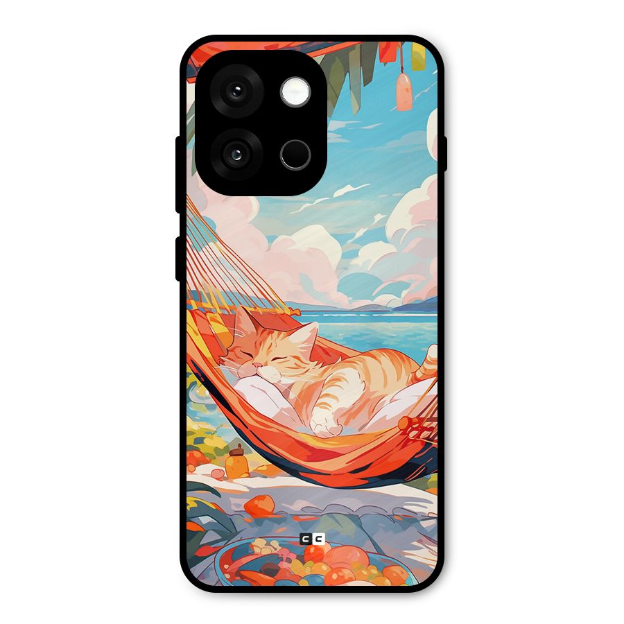 Cute Cat On Beach Metal Back Case for OnePlus 13s