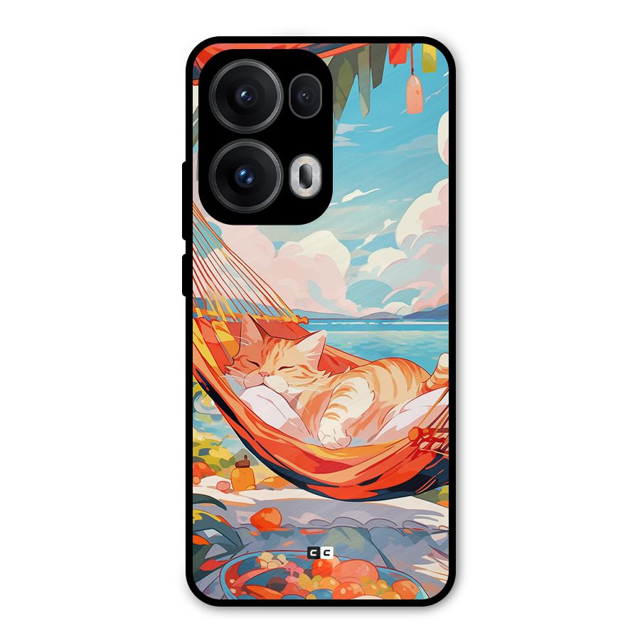 Cute Cat On Beach Metal Back Case for Oppo Reno13 Pro