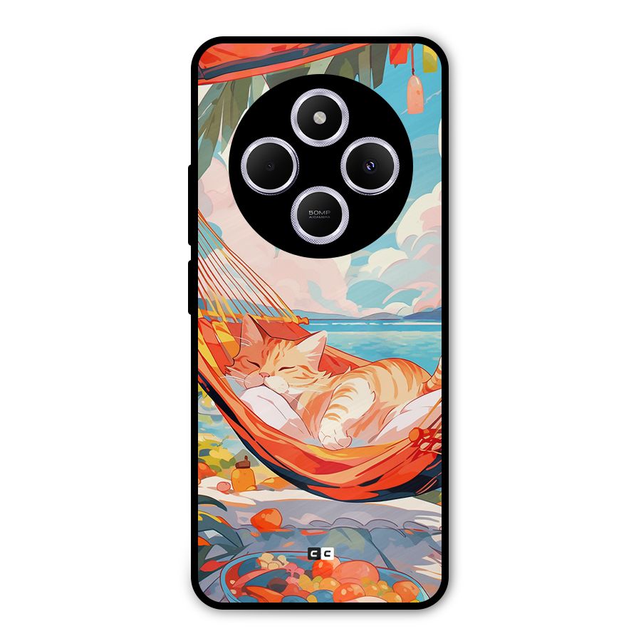 Cute Cat On Beach Metal Back Case for Poco M7