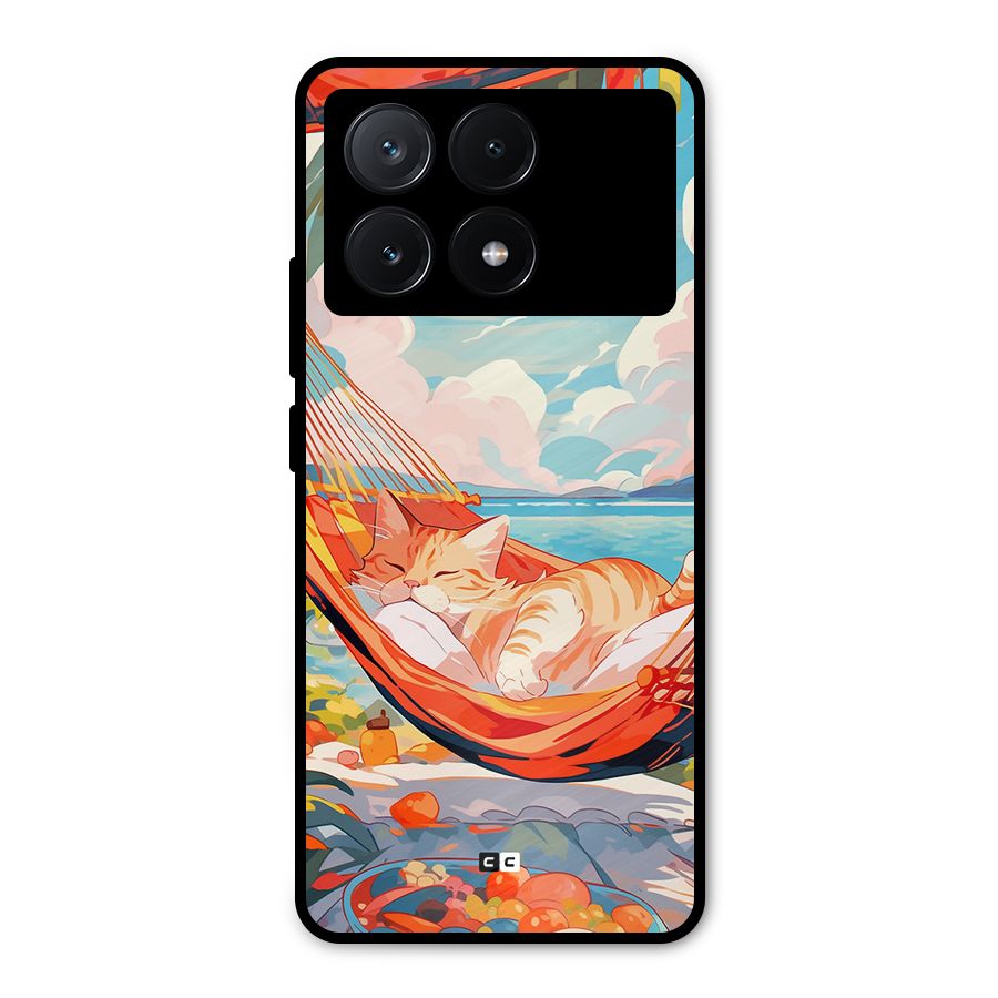 Cute Cat On Beach Metal Back Case for Poco X6 Pro