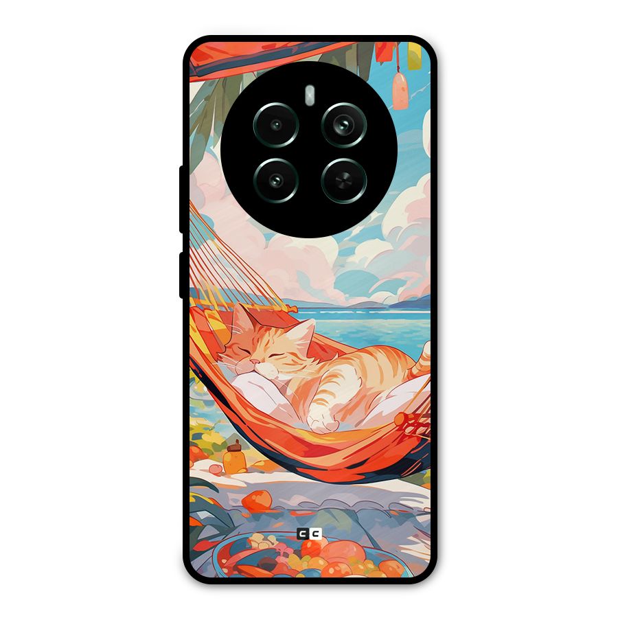 Cute Cat On Beach Metal Back Case for Realme 12 Pro Plus