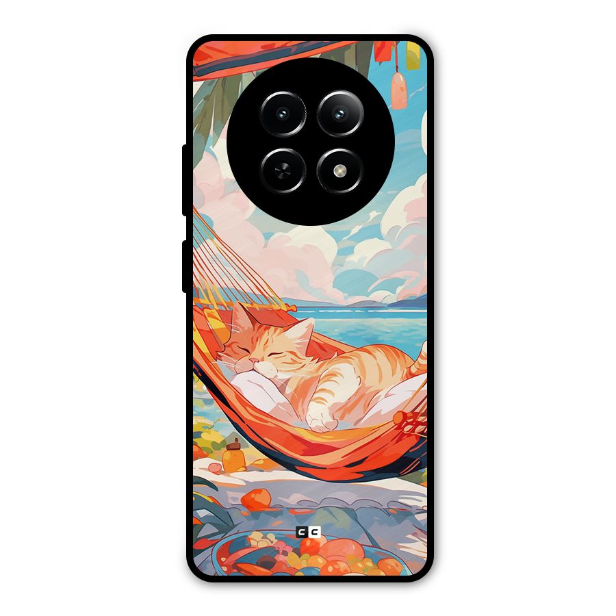 Cute Cat On Beach Metal Back Case for Realme 12x 5G