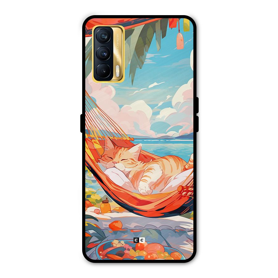 Cute Cat On Beach Metal Back Case for Realme X7
