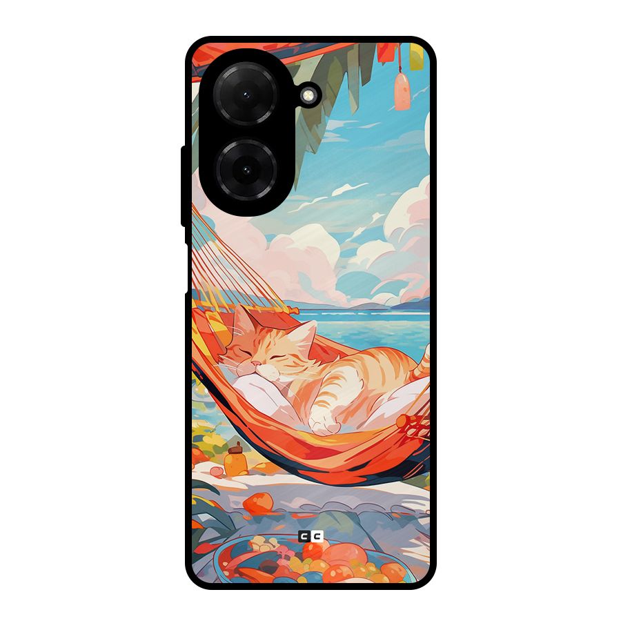 Cute Cat On Beach Metal Back Case for Redmi A5 4G