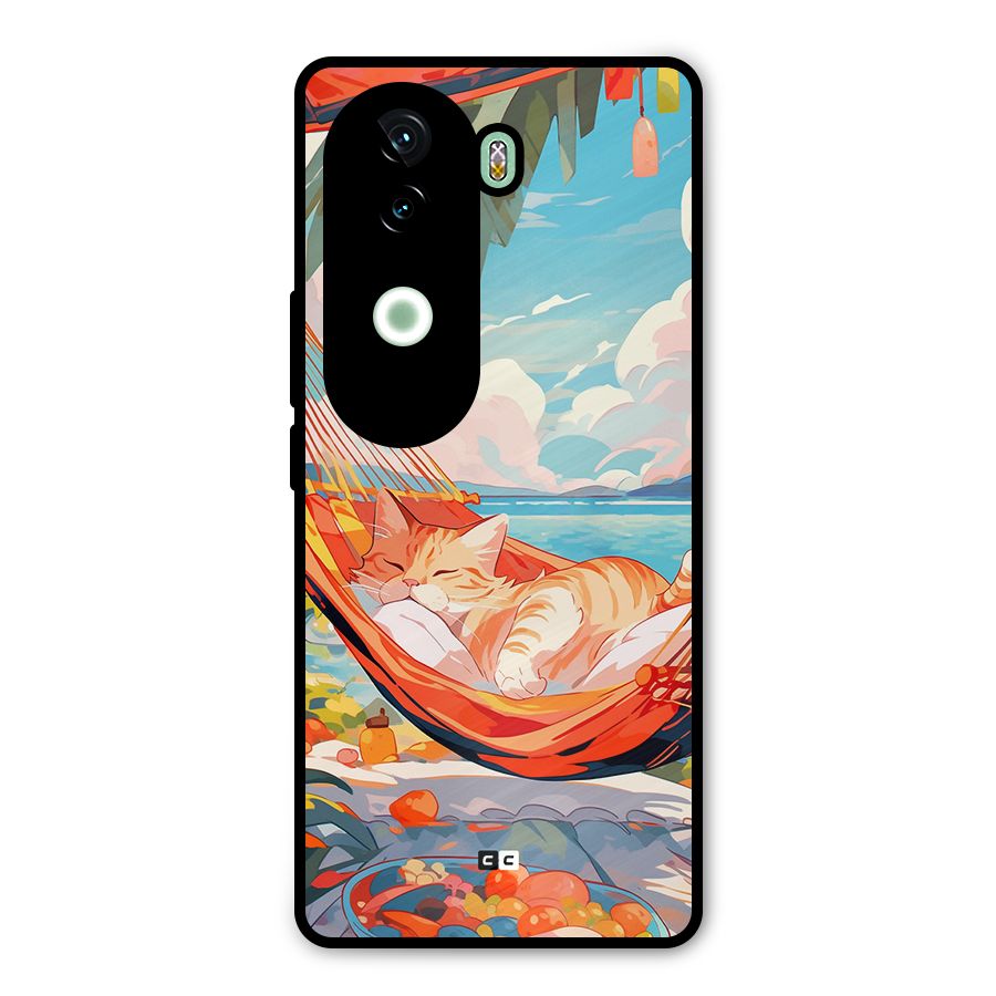 Cute Cat On Beach Metal Back Case for Vivo V40e