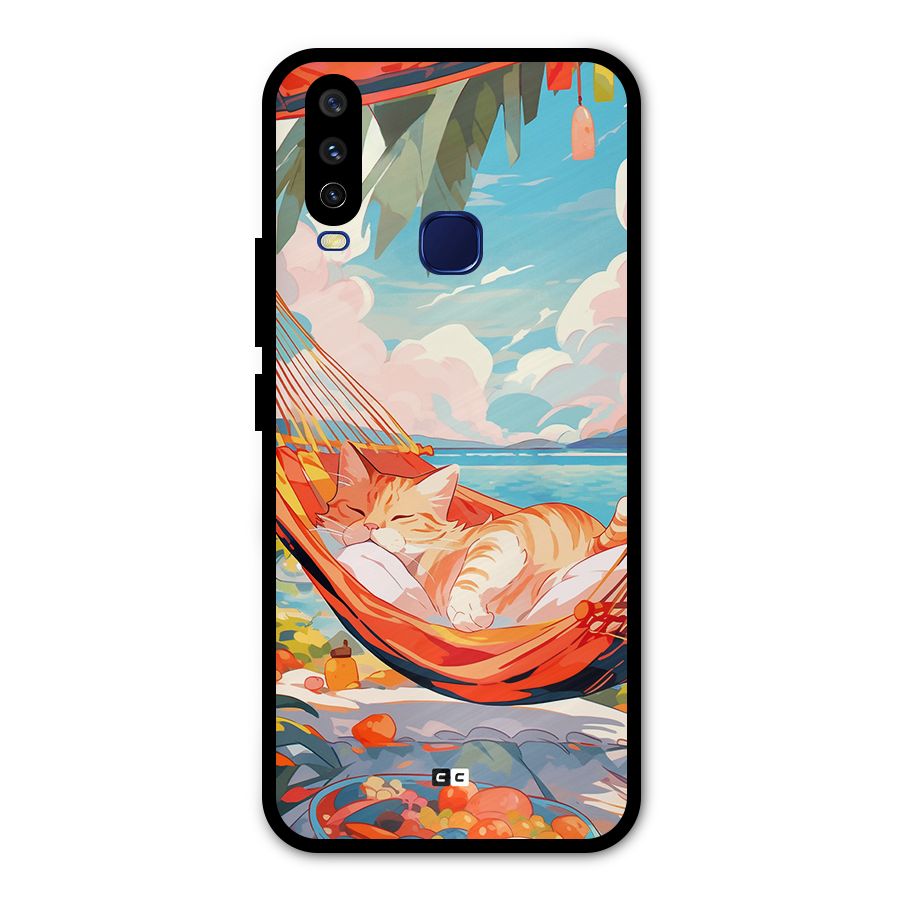 Cute Cat On Beach Metal Back Case for Vivo Y15