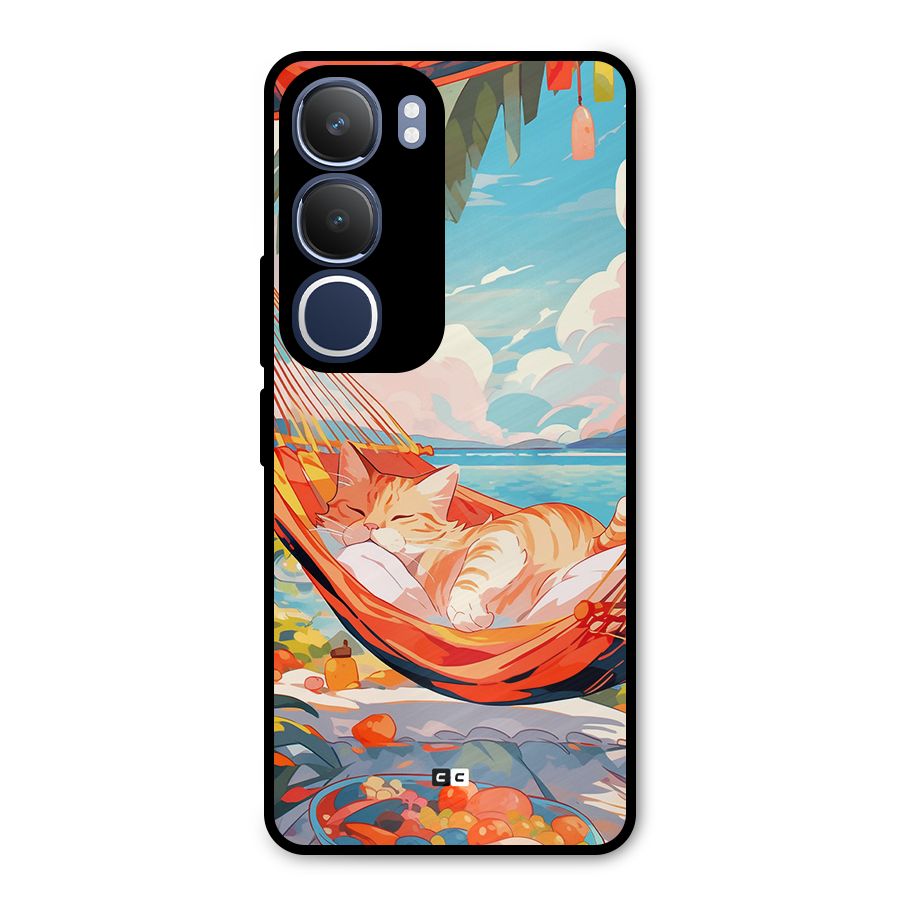 Cute Cat On Beach Metal Back Case for Vivo Y29