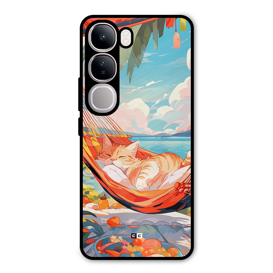 Cute Cat On Beach Metal Back Case for Vivo Y300