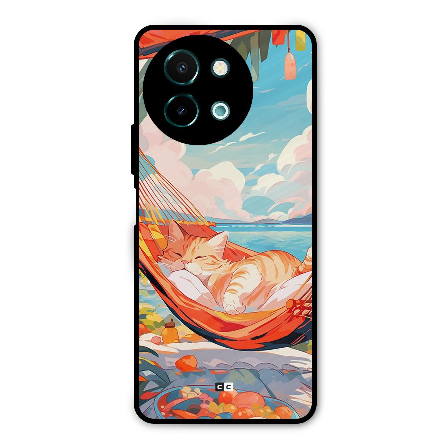 Cute Cat On Beach Metal Back Case for Vivo Y58