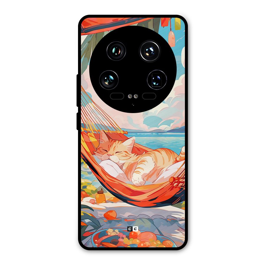 Cute Cat On Beach Metal Back Case for Xiaomi 14 Ultra