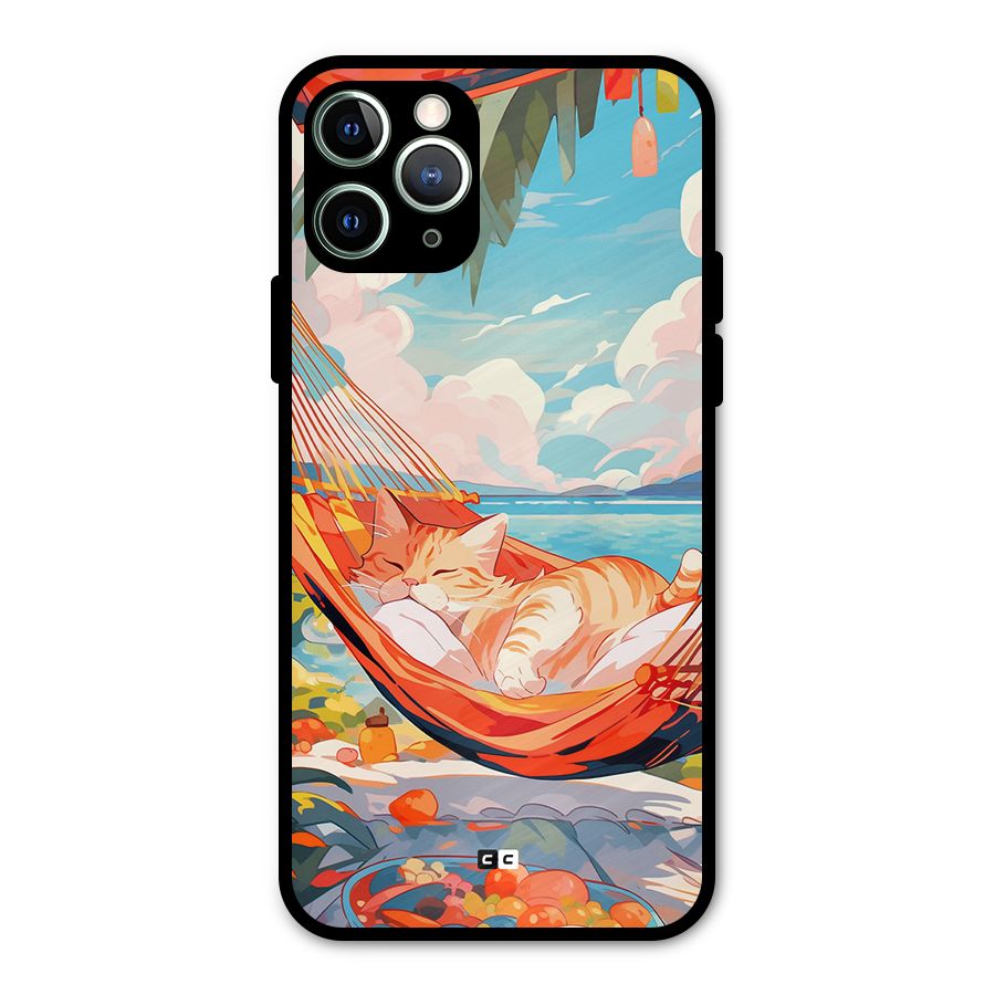 Cute Cat On Beach Metal Back Case for iPhone 11 Pro Max