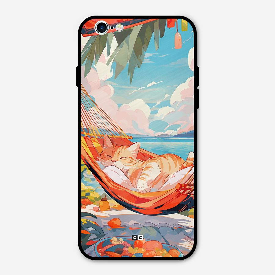 Cute Cat On Beach Metal Back Case for iPhone 6 6s