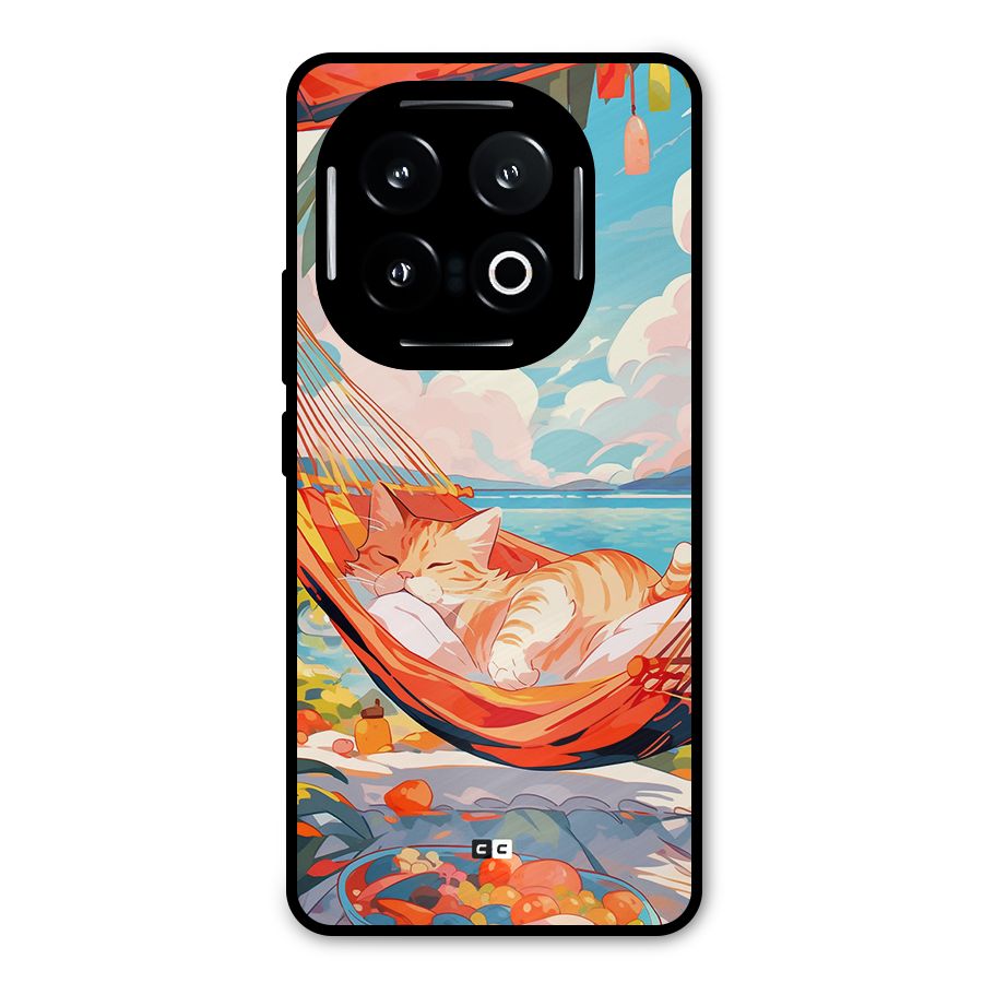 Cute Cat On Beach Metal Back Case for iQOO 13