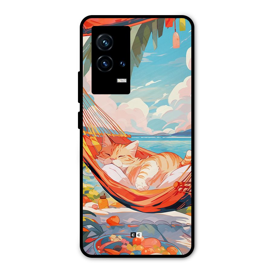 Cute Cat On Beach Metal Back Case for iQOO 9 5G