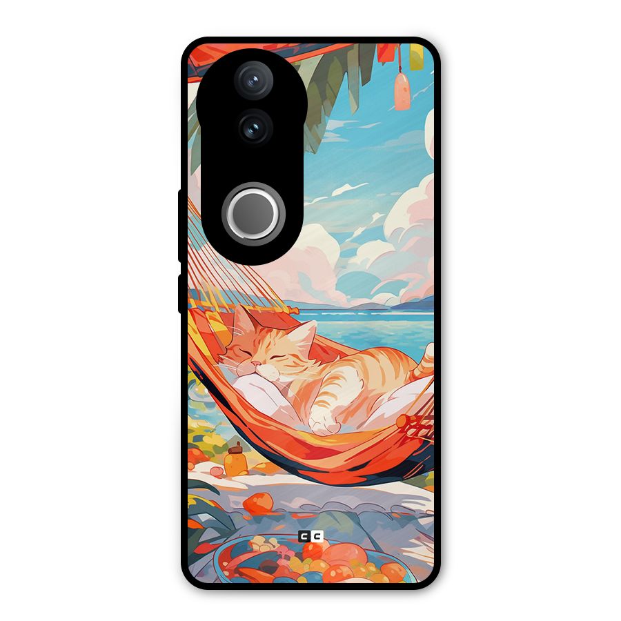 Cute Cat On Beach Metal Back Case for iQOO Z10R