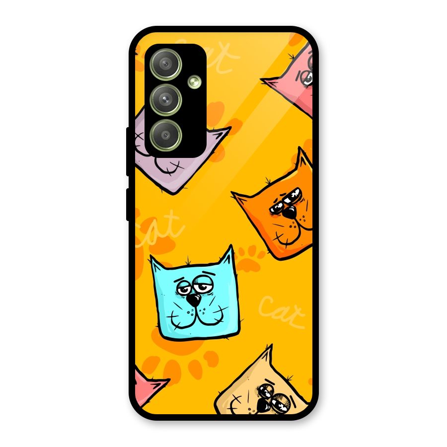 Cute Cat Pattern Glass Back Case for Galaxy A54