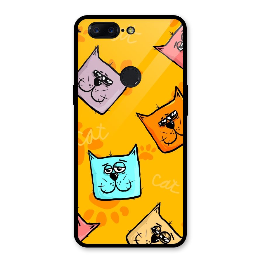 Cute Cat Pattern Glass Back Case for OnePlus 5T