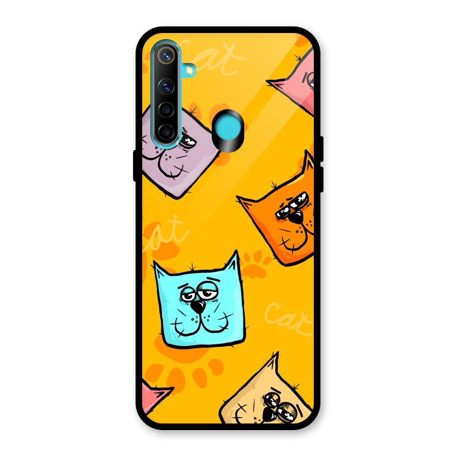 Cute Cat Pattern Glass Back Case for Realme 5