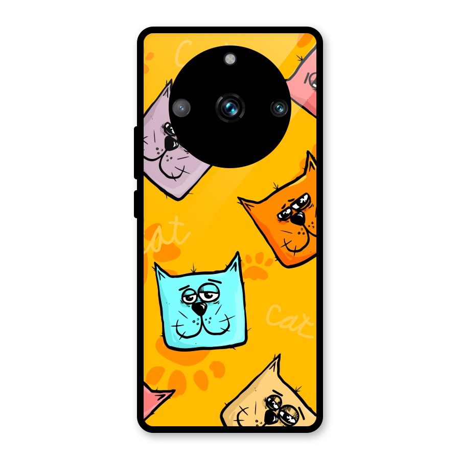 Cute Cat Pattern Glass Back Case for Realme Narzo 60 Pro