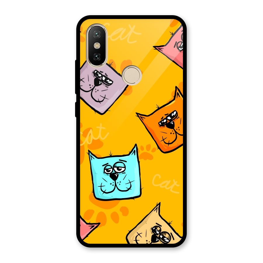 Cute Cat Pattern Glass Back Case for Redmi A2