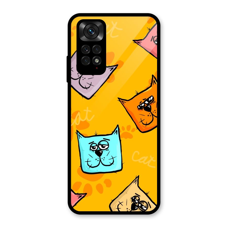 Cute Cat Pattern Glass Back Case for Redmi Note 11S