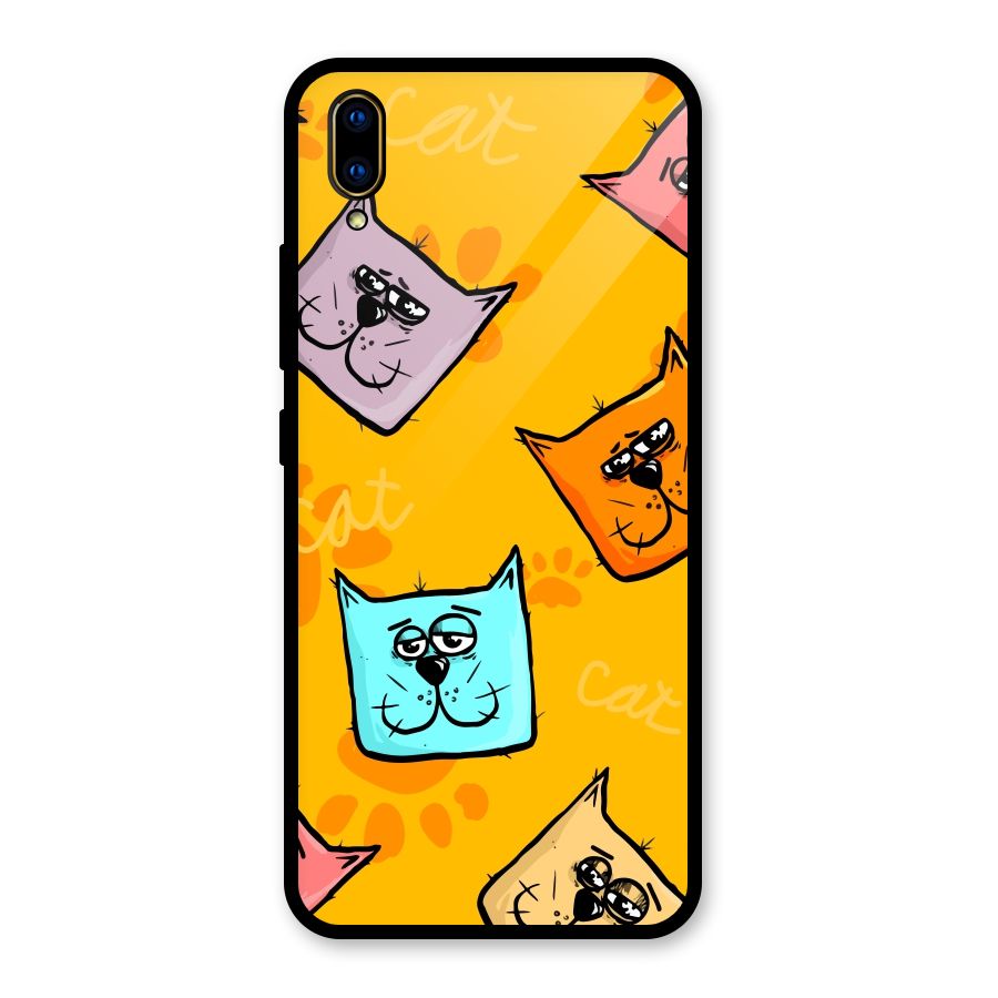 Cute Cat Pattern Glass Back Case for Vivo V11 Pro
