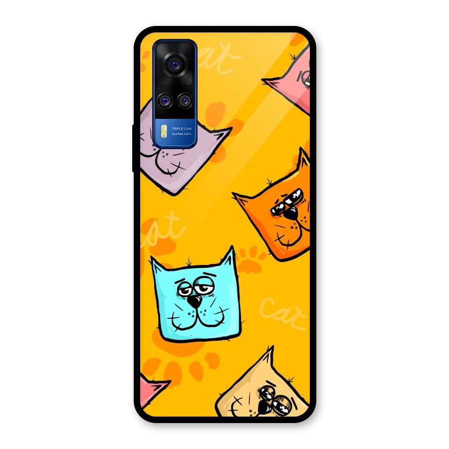 Cute Cat Pattern Glass Back Case for Vivo Y31