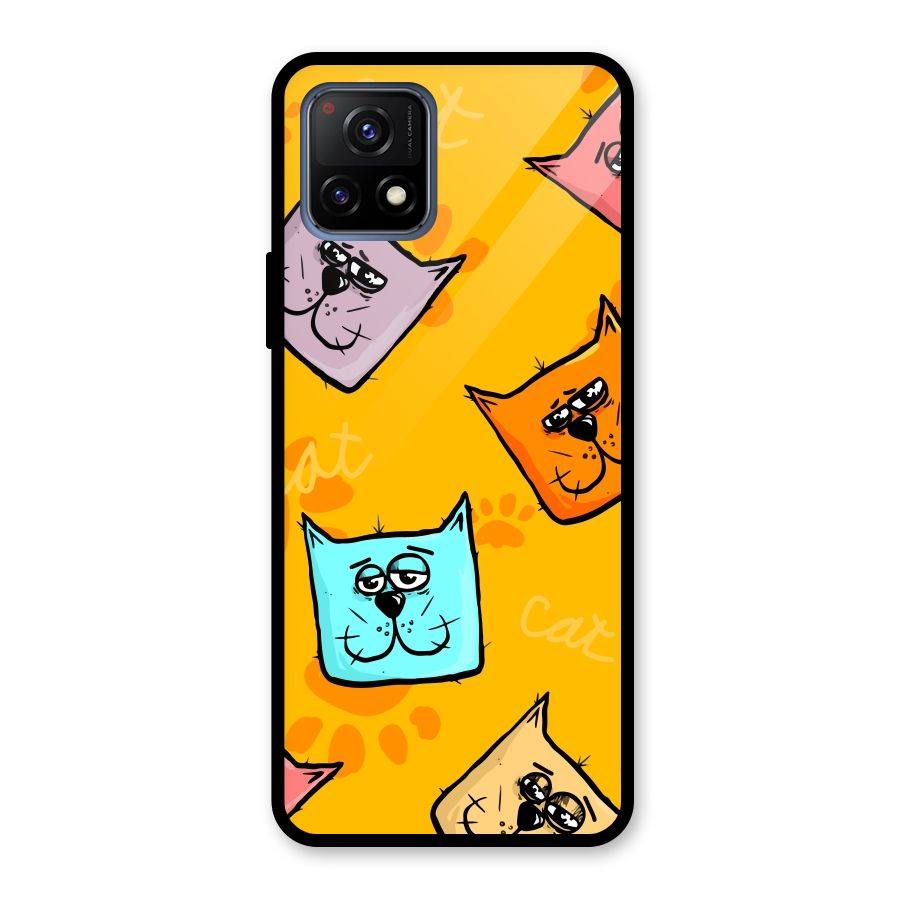 Cute Cat Pattern Glass Back Case for Vivo Y72 5G