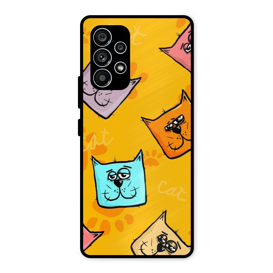 Cute Cat Pattern Metal Back Case for Galaxy A53 5G