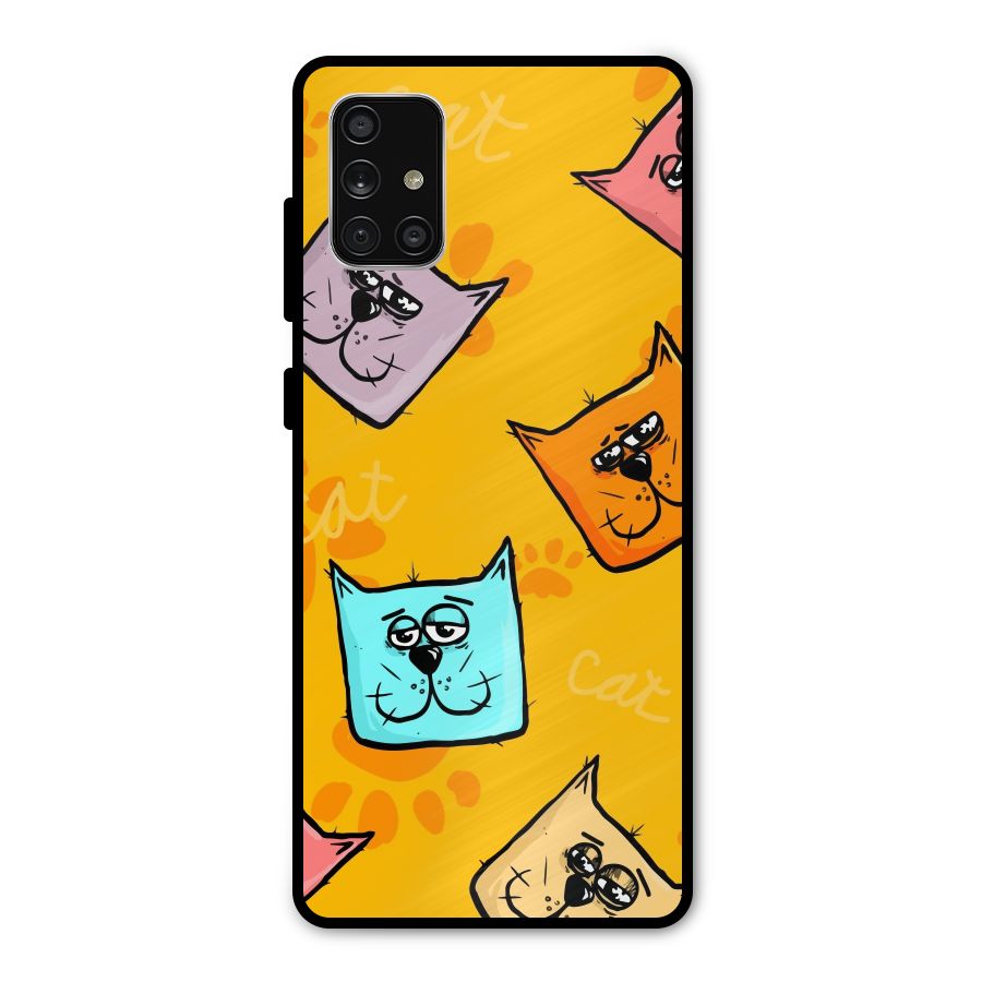 Cute Cat Pattern Metal Back Case for Galaxy A71