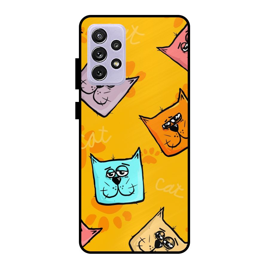 Cute Cat Pattern Metal Back Case for Galaxy A72