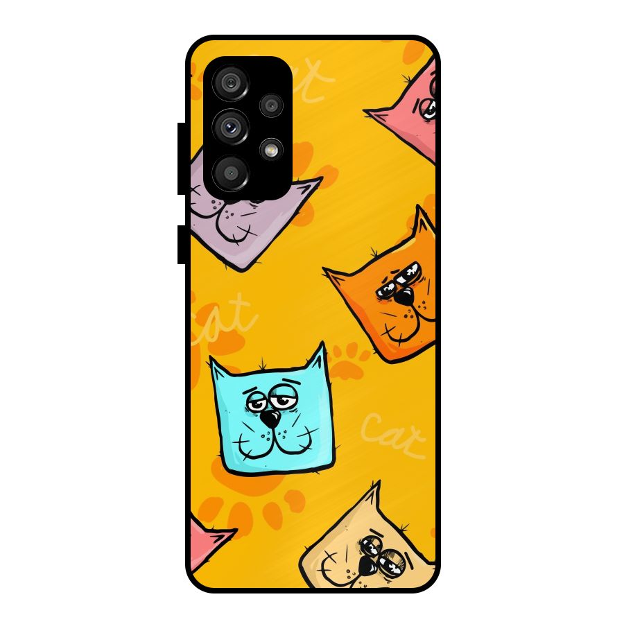 Cute Cat Pattern Metal Back Case for Galaxy A73 5G