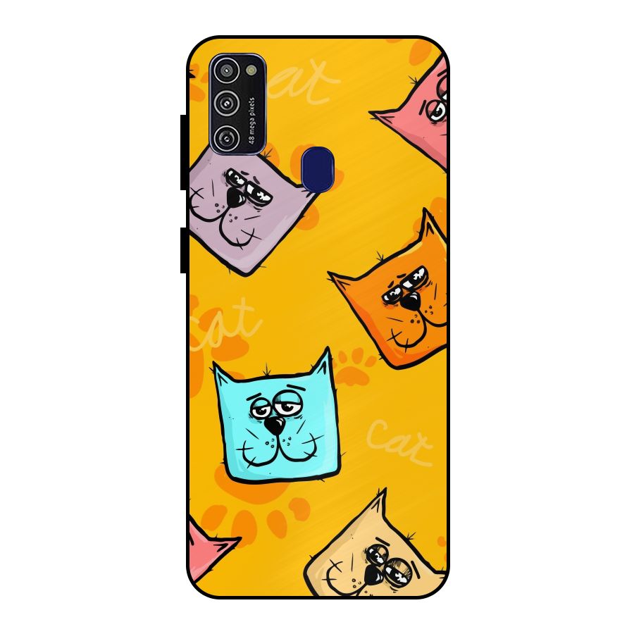 Cute Cat Pattern Metal Back Case for Galaxy M30s